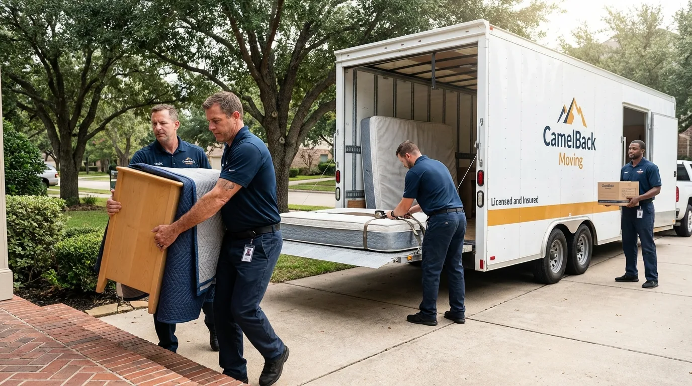 Crew loading residential truck for cross-state move from Oldsmar, FL