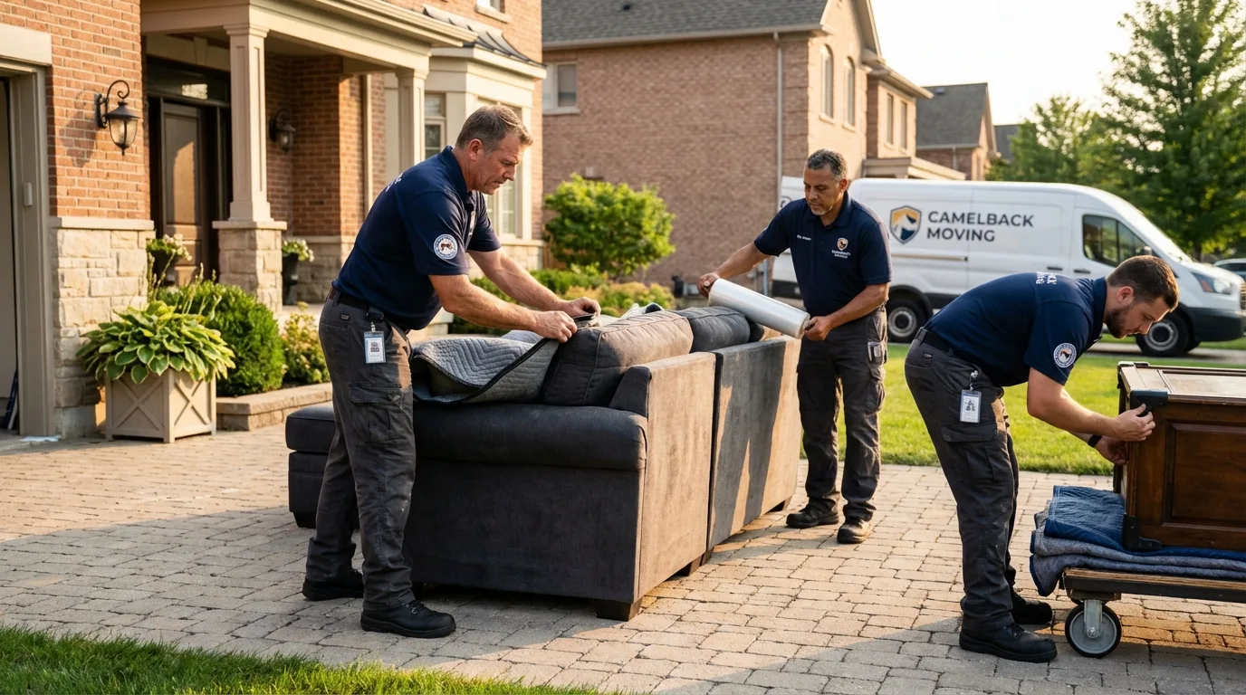 Large estate moving crew wrapping furniture in Oldsmar, FL